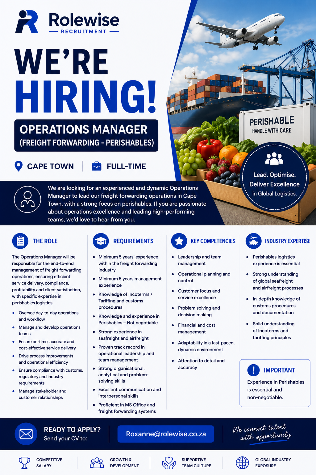 CPT | OPERATIONS MANAGER – FREIGHT FORWARDING (PERISHABLES)