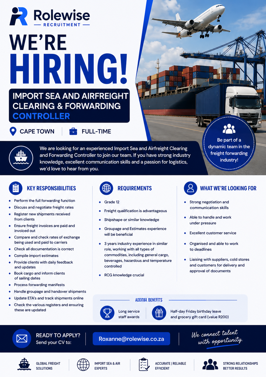 CPT | IMPORT SEA & AIRFREIGHT CLEARING & FORWARDING CONTROLLER